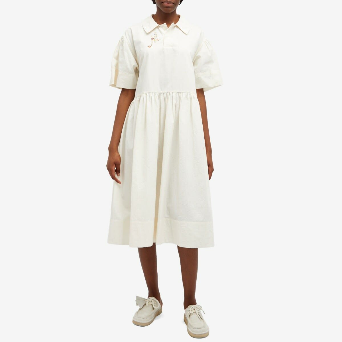 Story mfg. Women's Meadow Maple Midi Dress in Ecru Meadow