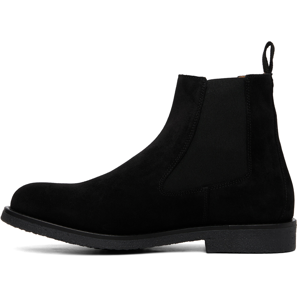 BOSS Black Suede Signature-Stripe Stitching Chelsea Boots