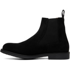 BOSS Black Suede Signature-Stripe Stitching Chelsea Boots