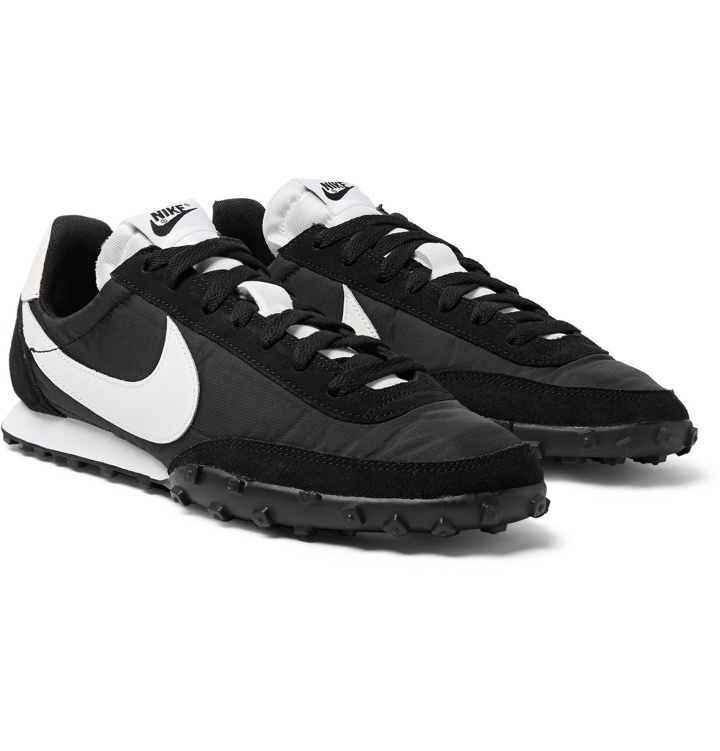 Photo: Nike - Waffle Racer Nylon, Suede and Leather Sneakers - Black
