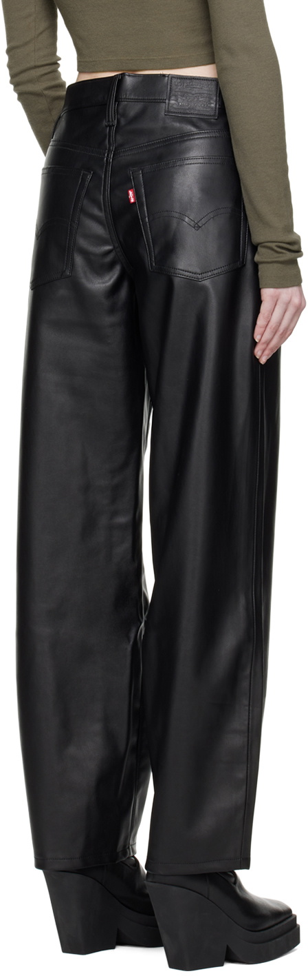 Levi's Black Baggy Dad Faux-Leather Trousers Levi's Red