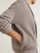Altea - Shawl-Collar Ribbed Cotton and Cashmere-Blend Cardigan - Neutrals