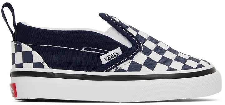 Photo: Vans Baby Navy & White Checkerboard Slip-On V Sneakers