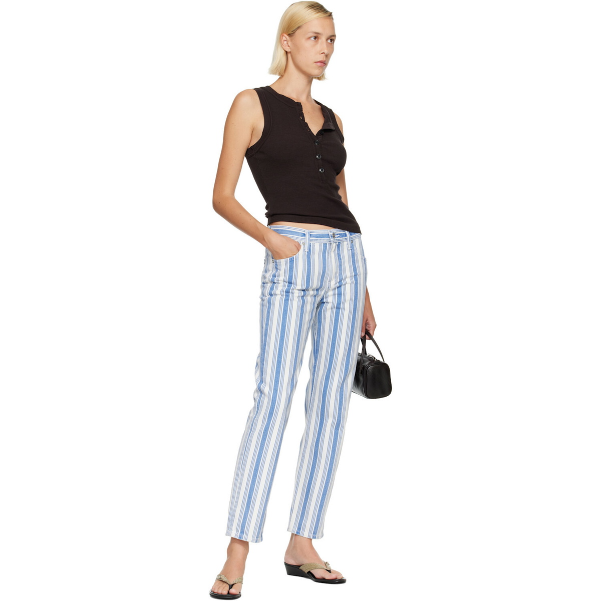 Citizens of Humanity Blue & White Anissa Straight Leg Jeans