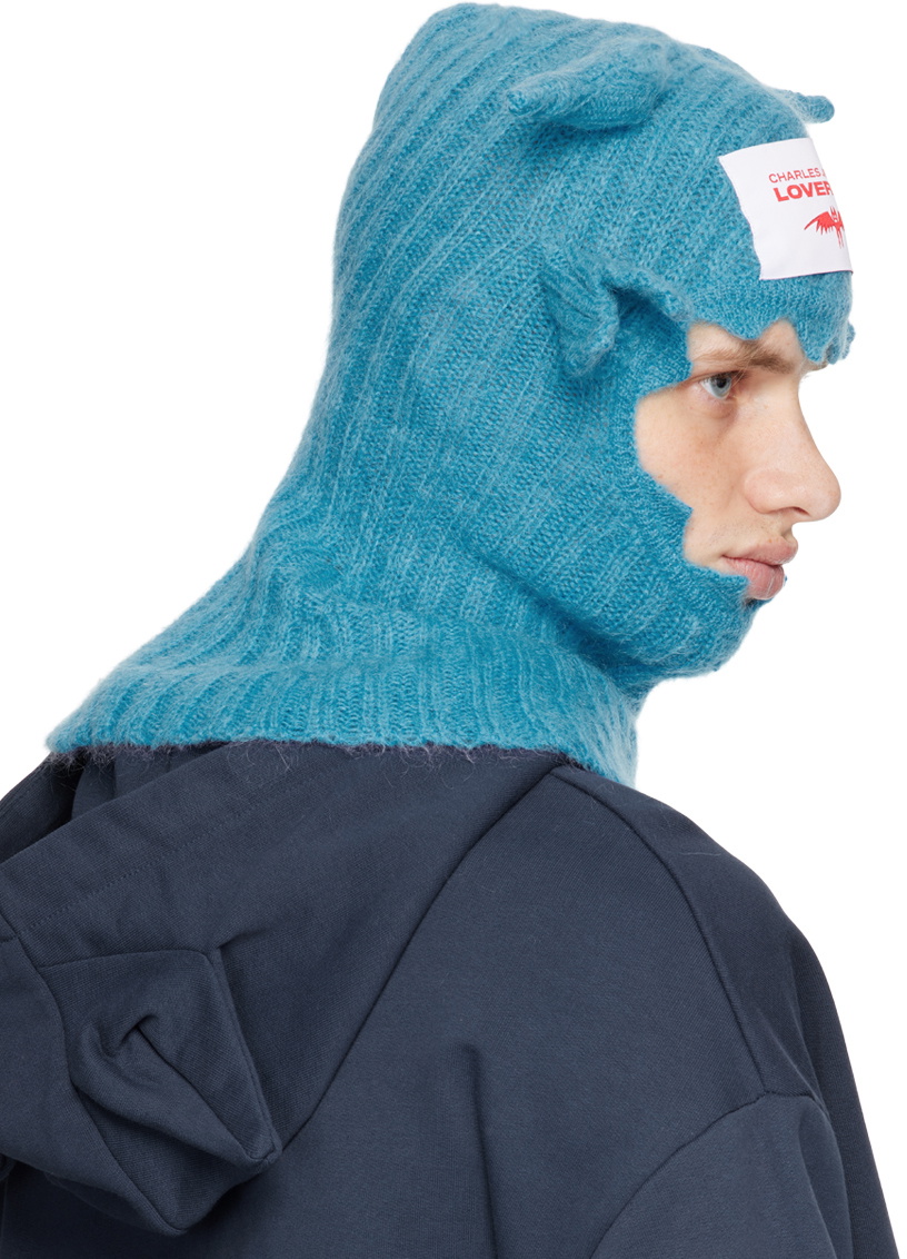 Charles Jeffrey LOVERBOY Blue Mohair Croco Balaclava Charles