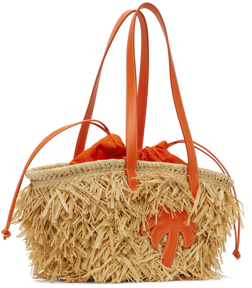 Palm Angels Orange & Beige Basket Tote Palm Angels