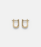 Stone and Strand Knife Edge Wide 14kt gold huggie earrings with diamonds