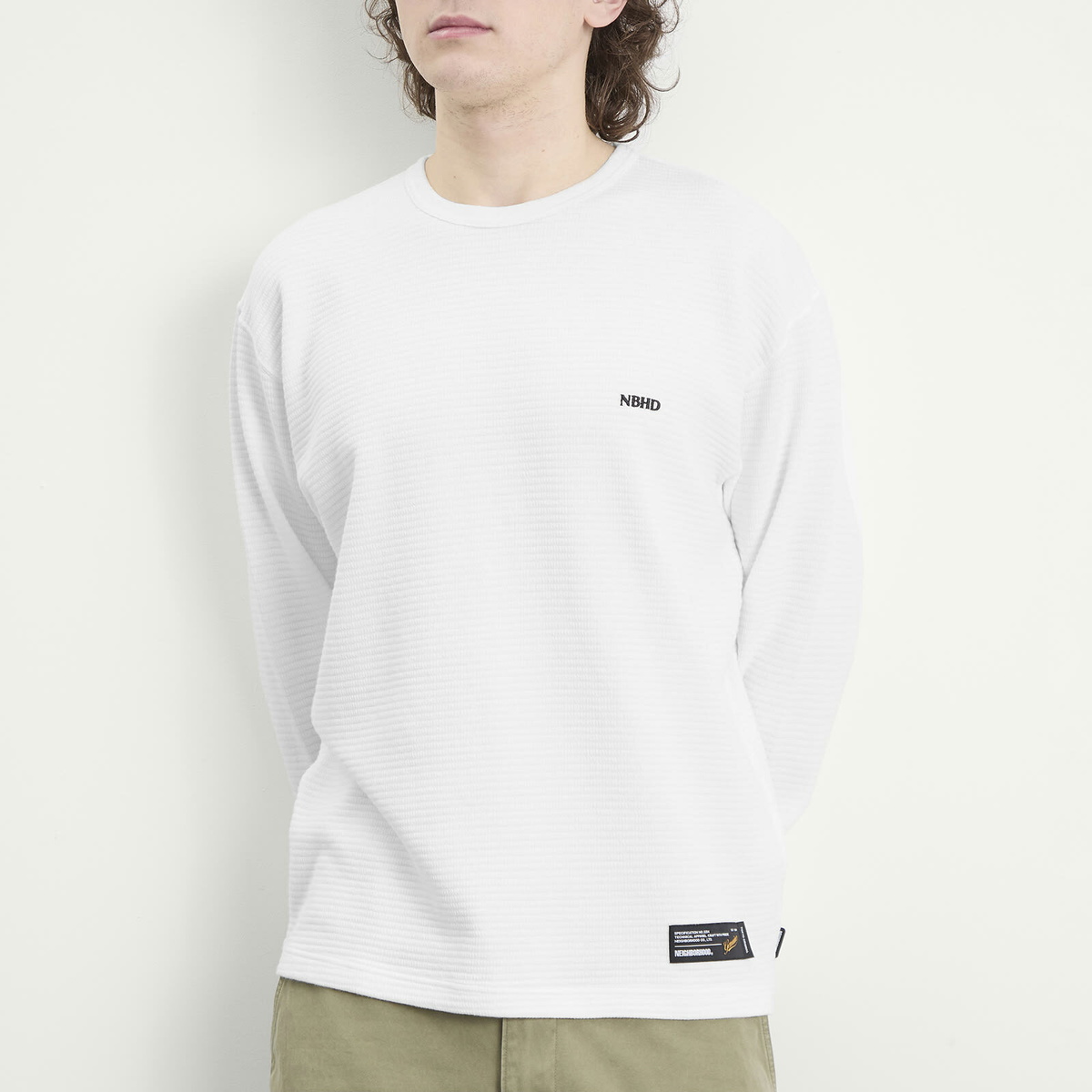 Neighborhood Men's Waffle Crewneck in White Neighborhood