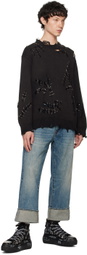 R13 Black Slashed Boyfriend Sweater