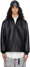 Y-3 Black Loose-Fit Faux-Leather Bomber Jacket