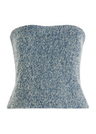 Giuseppe DI Morabito Strapless Bouclé Denim top Blue