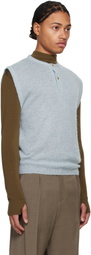 LE17SEPTEMBRE Blue Button Neck Knit Vest