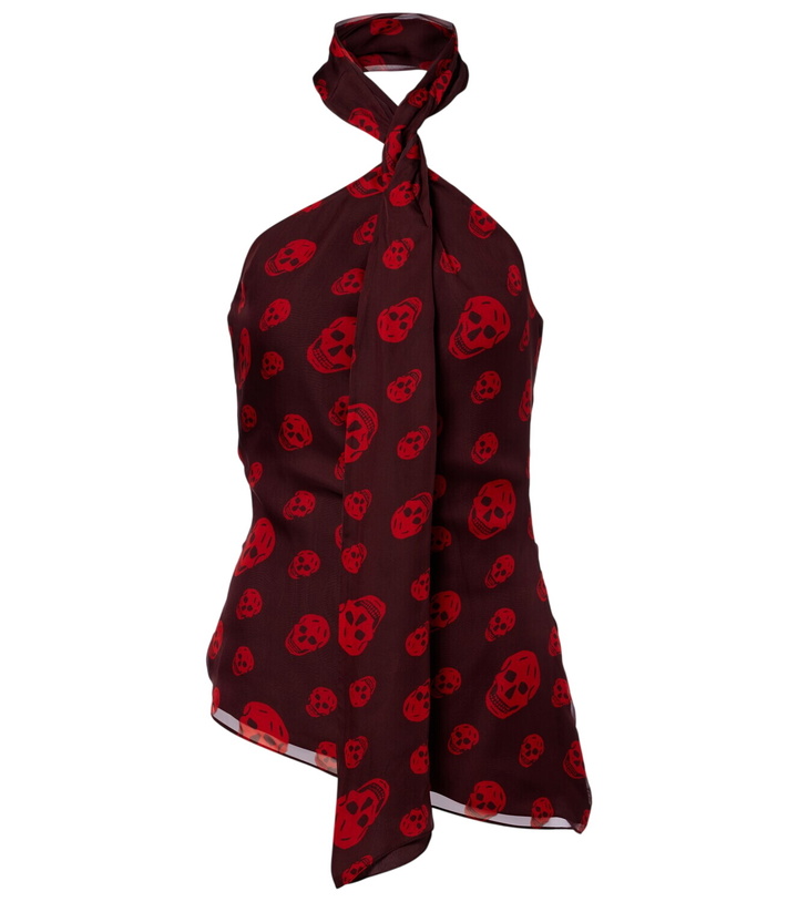 Photo: McQueen Skull scarf-detail halterneck silk top