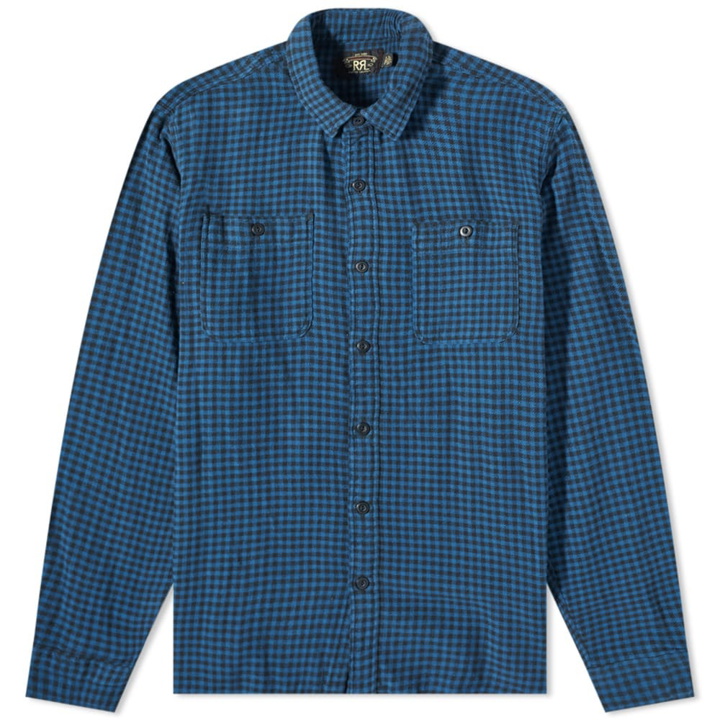 Photo: RRL Men's Farell Check Shirt in Blue/Sulphur Black