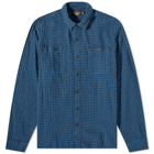 RRL Men's Farell Check Shirt in Blue/Sulphur Black