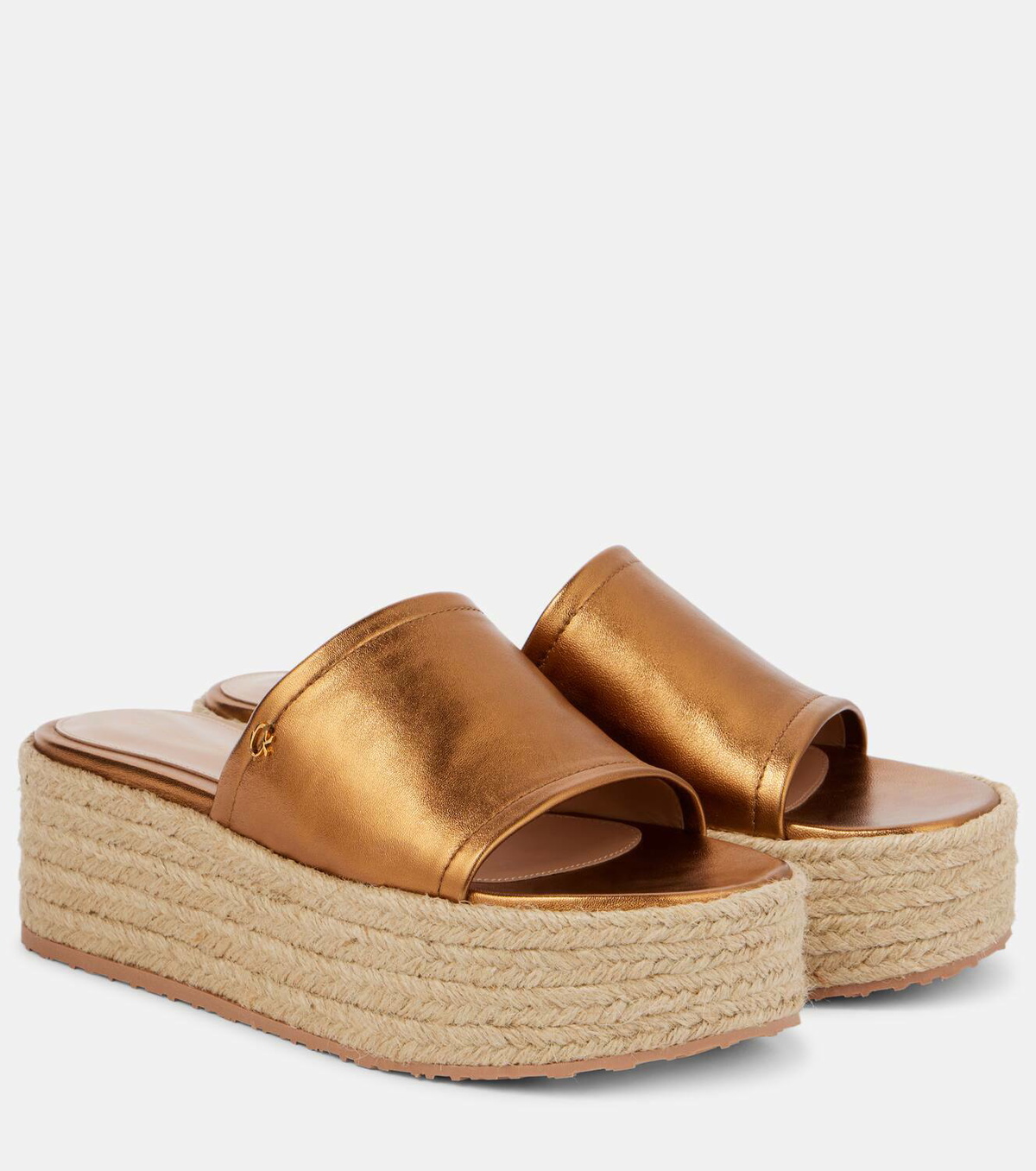 Gianvito Rossi Metallic leather espadrille slides