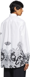 Valentino White & Black Poplin Dark Blooming Shirt