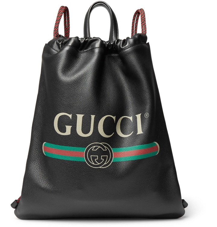 Photo: Gucci - Printed Full-Grain Leather Backpack - Black