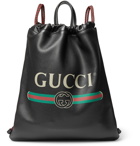 Gucci - Printed Full-Grain Leather Backpack - Black