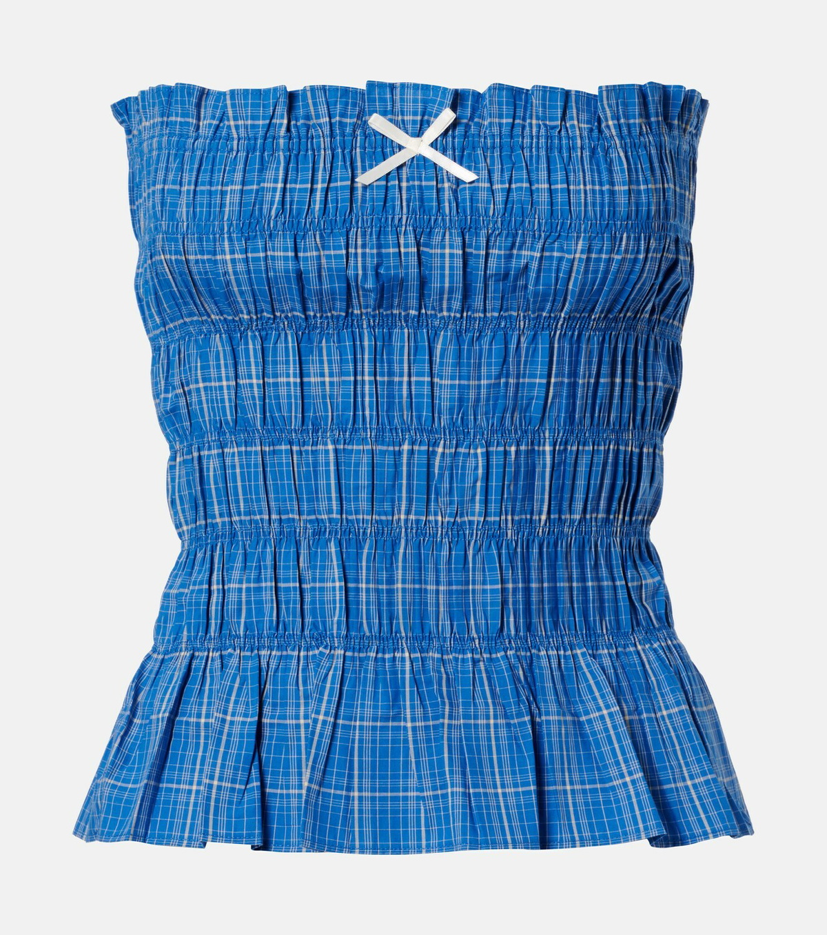 Faithfull Leya gathered plaid cotton top