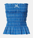 Faithfull Leya gathered plaid cotton top