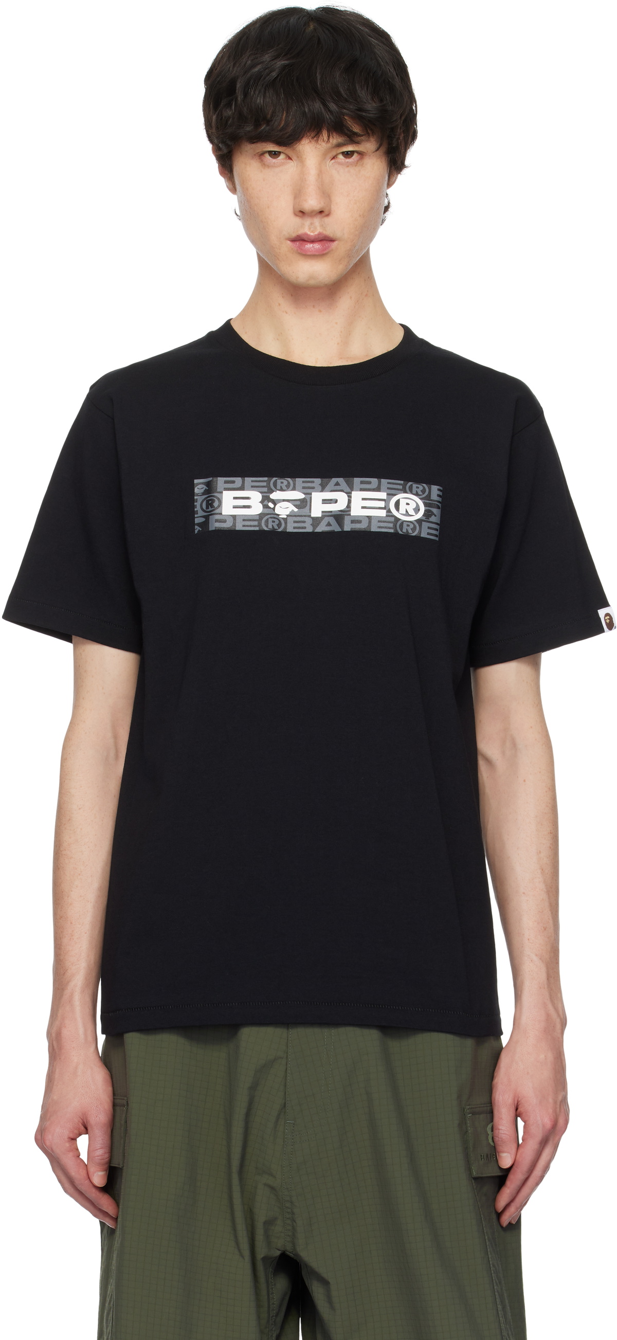 BAPE Black Lux Sport Pattern Box Logo T-shirt A Bathing Ape