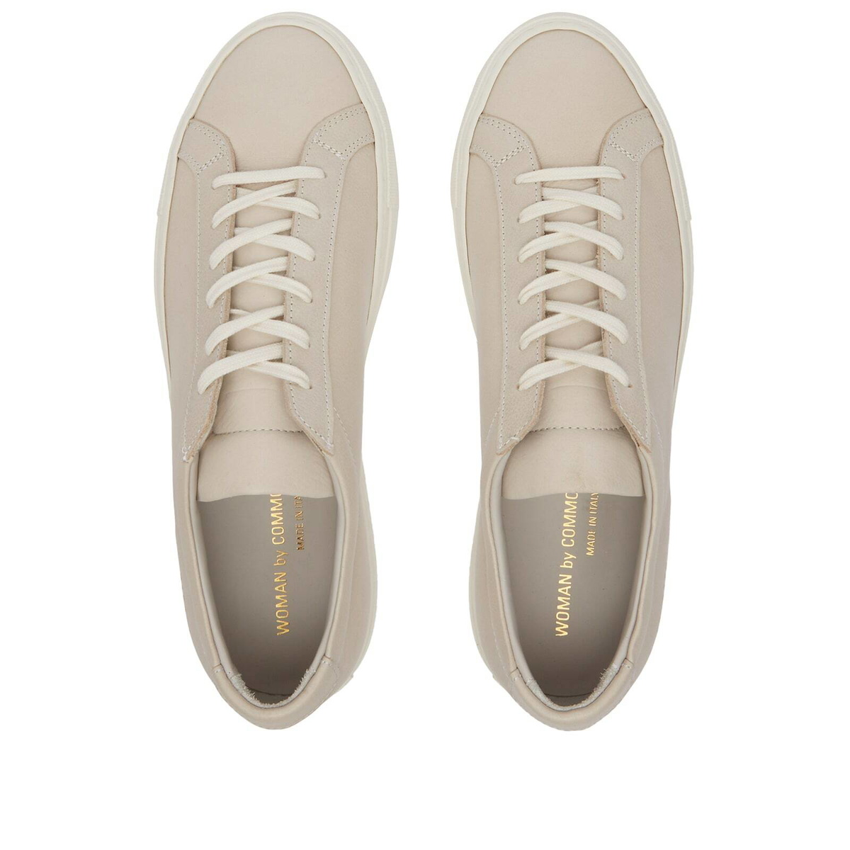Woman by Common Projects Women's Nubuck Leather Achilles Trainers Sneakers in Off White
