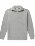 Ghiaia Cashmere - Ribbed Wool Half-Zip Sweater - Gray