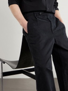 Jil Sander - Straight-Leg Pleated Cotton-Drill Trousers - Black