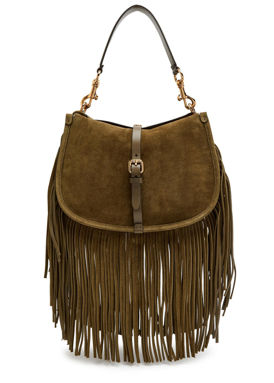 Etro Pony Medium Fringed Suede Cross-body bag - Khaki - One Size