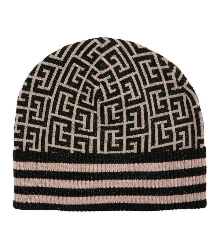 Photo: Balmain - Embroidered monogram wool-blend beanie