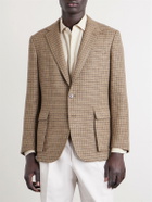 Ralph Lauren Purple label - Kent Suede-Trimmed Checked Linen and Wool-Blend Blazer - Brown