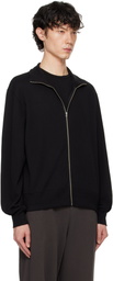 Lady White Co. Black Mesh Full Zip Sweater