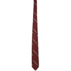 BEAMS PLUS Red Silk Striped Wide Regimental Tie