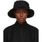 Ys Black Wool Gabardine Panel Hat