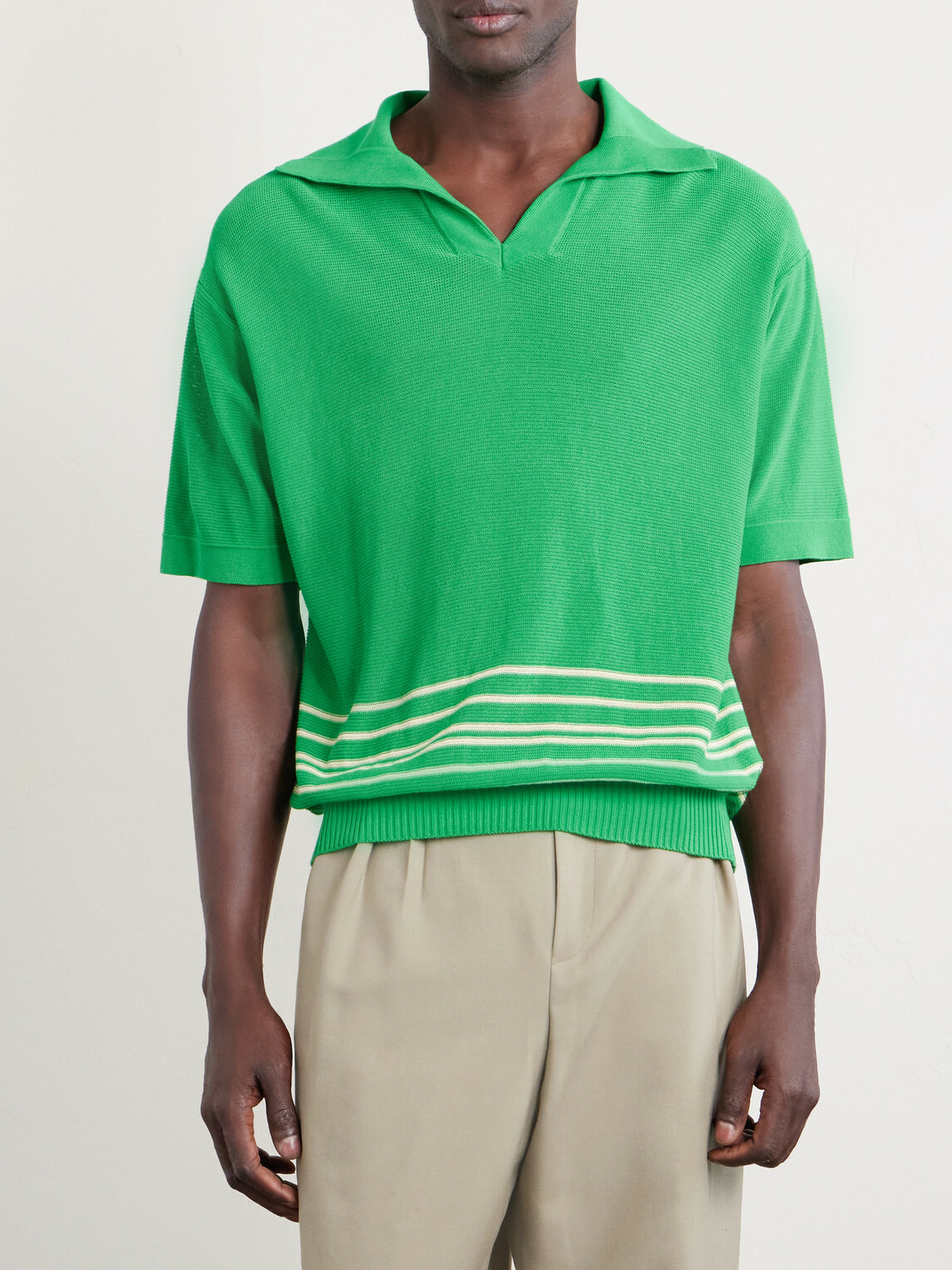 BODE - Bentgrass Striped Cotton Polo Shirt - Green