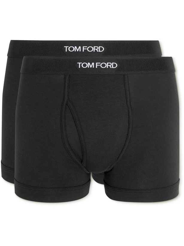 Photo: TOM FORD - Two-Pack Stretch Cotton and Modal-Blend Boxer Briefs - Black