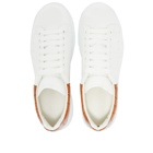 Alexander McQueen Men's Mock Croc Heel Tab Wedge Sole Sneakers in White/Cedar