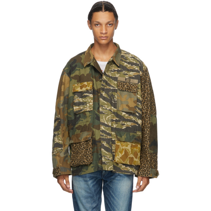 R13 Green Camo Cinched Waist Abu Jacket R13