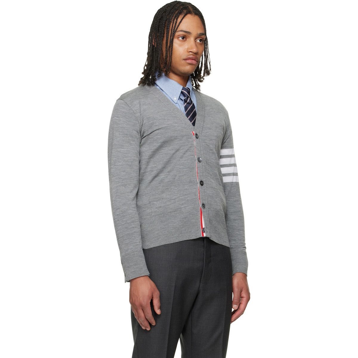 Thom Browne Gray Merino Wool 4-Bar Classic Cardigan