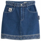 Bode Women's Embroidered Denim Skirt in Indigo