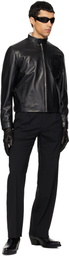 Ernest W. Baker Black Snake Trim Leather Jacket