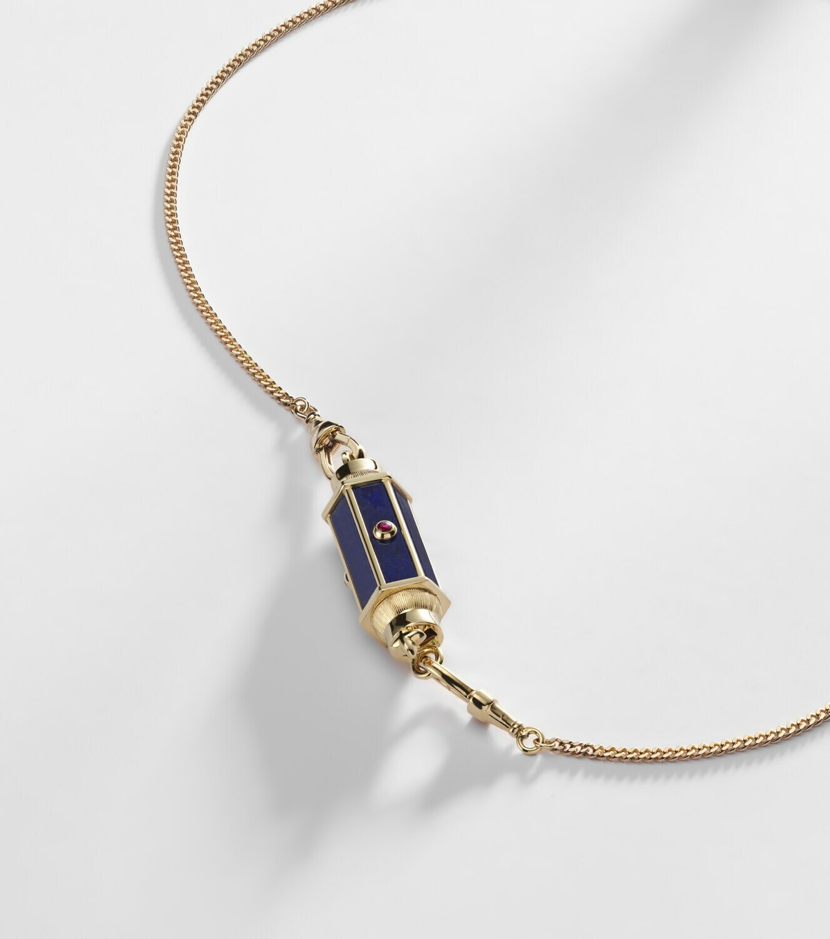 Marie Lichtenberg Baby 18kt gold pendant necklace with lapis and rubies
