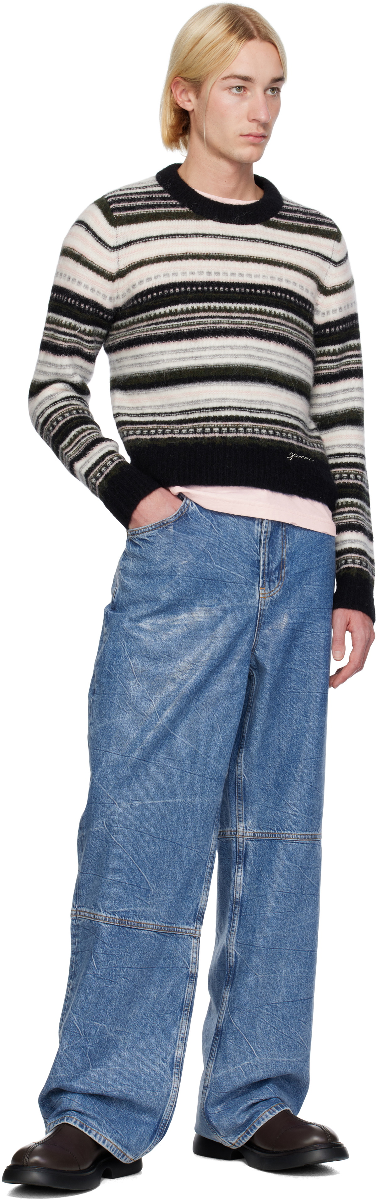 GANNI Black & White Stripe Sweater