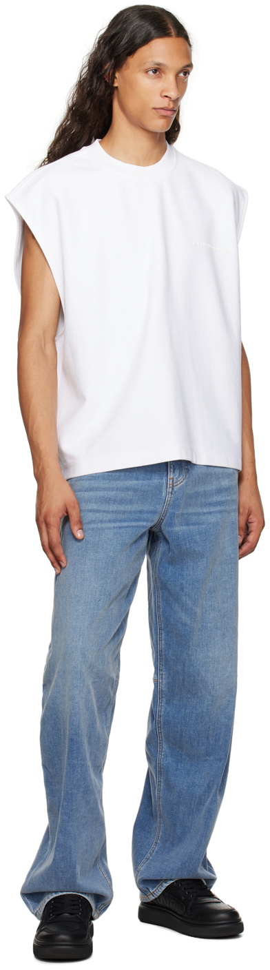 Alexander Wang White Puffed Logo Muscle Tank Top Alexander Wang