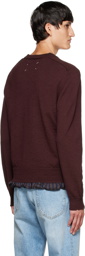 Maison Margiela Burgundy Distressed Sweater