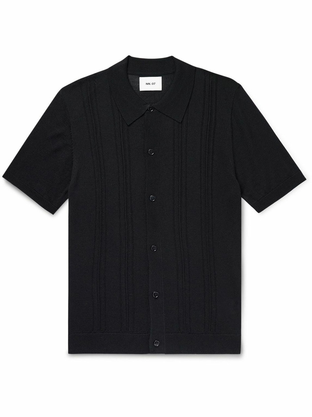 Photo: NN07 - Thor 6584 Pointelle-Knit Wool-Blend Shirt - Blue