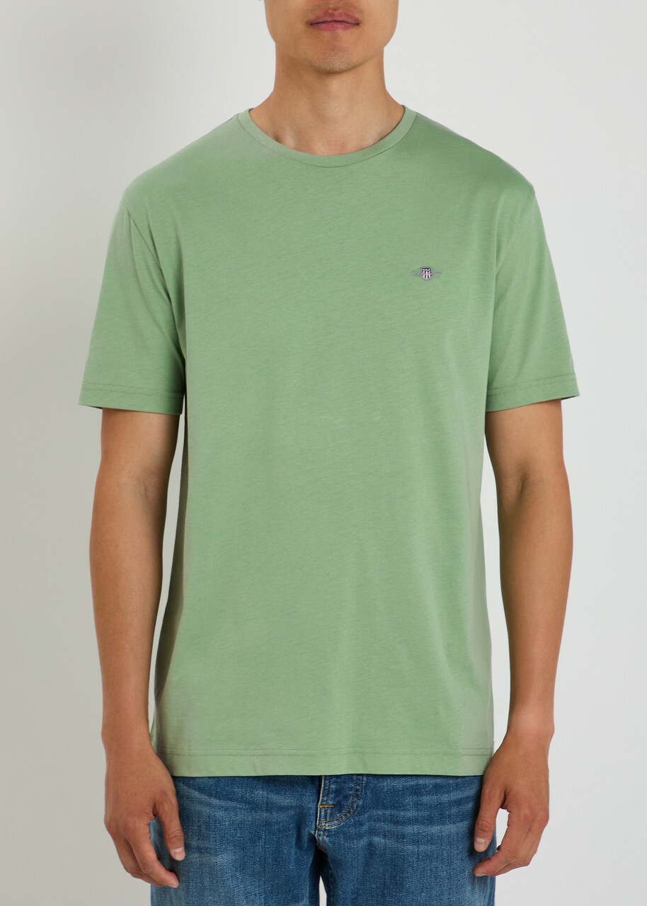 Gant Logo-embroidered Cotton T-shirt Light Green