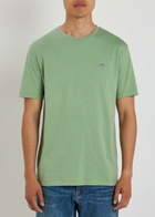 Gant Logo-embroidered Cotton T-shirt Light Green