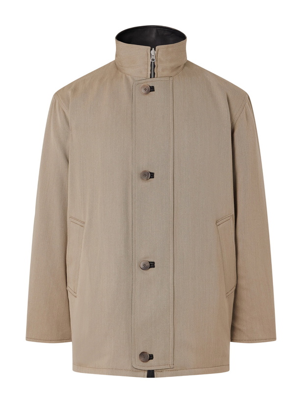 Photo: Auralee - Reversible Wool-Twill and Leather Jacket - Neutrals